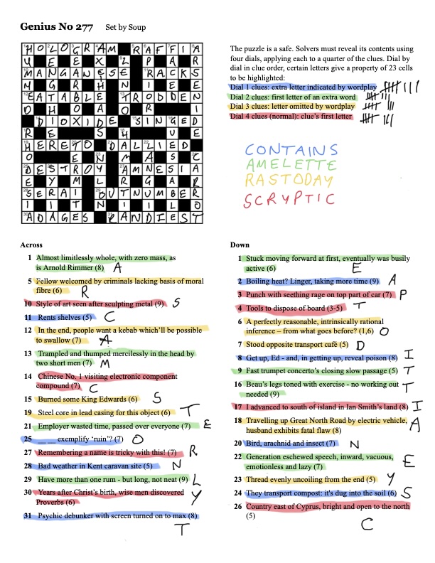 Image of Guardian Genius Crossword with answers filled in.