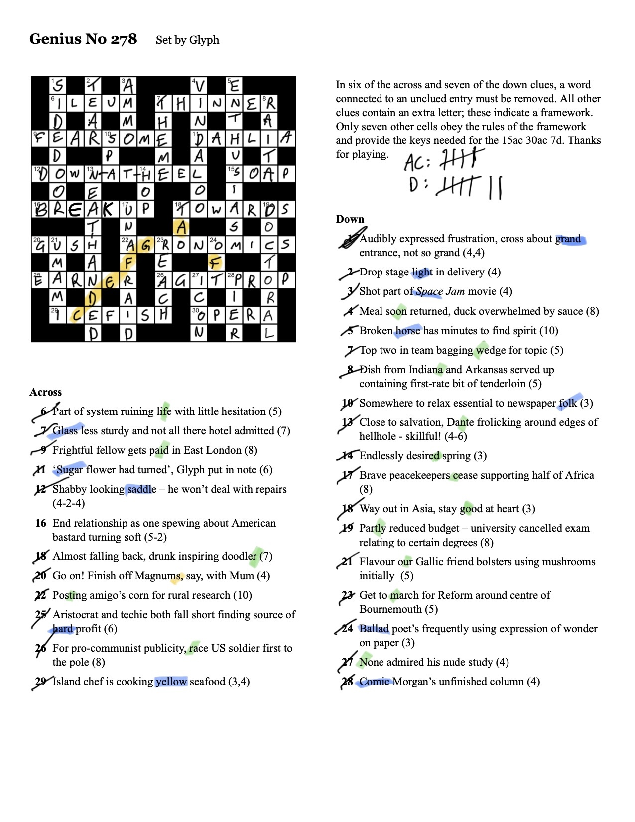 A filled crossword.